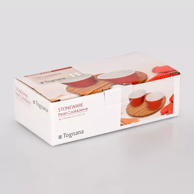 Lot de 4 ramequins tognana rouge et blanc