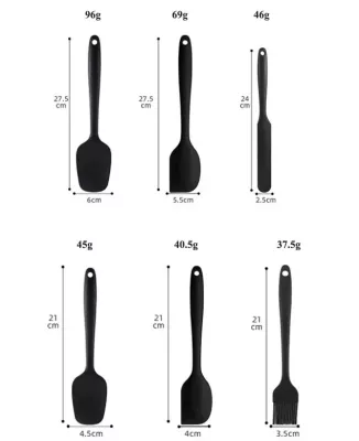 6 Spatules en Silicone résistante à la chaleur pour cuisson et mélange (Noir)