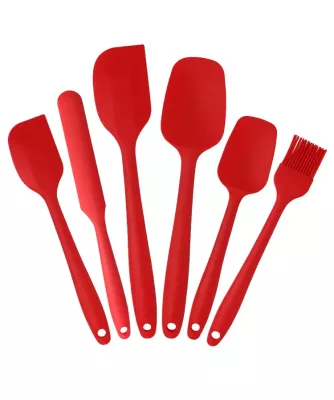 6 Spatules en Silicone résistante à la chaleur pour cuisson et mélange (Rouge)