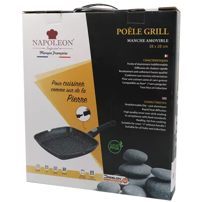 Poele grill - 28x28cm - manche amovible - Napoleon