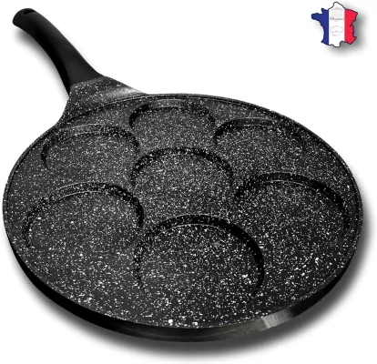 Poêle à Pancakes 26cm Façon Pierre Tous Feux Dont Induction sans PFOA Cuisson sans Matière Grasse Revêtement Antiadhésif (Sans Emoji) - Napoléon