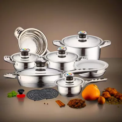 Cheffinger CF-1600S: Batterie De Cuisine 16 Pièces En Acier Inoxydable (Inox)