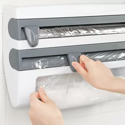 Herzberg HG-03145: Distributeur mural d'essuie-tout, de film alimentaire et de papier d'aluminium pour la cuisine