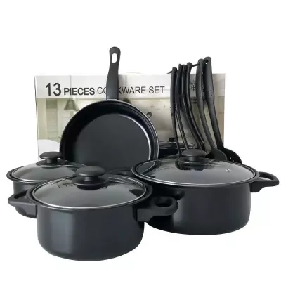 Herzberg HG-04241: Batterie de Cuisine Antiadhésive 13 Pièces Avec Cuillère de Cuisine en Nylon