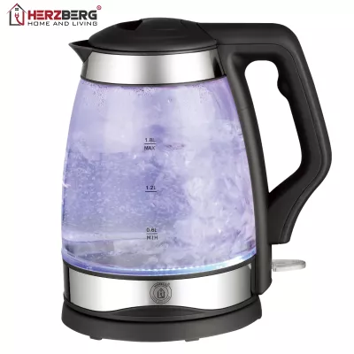 Herzberg HG-5044: Bouilloire Electrique en Verre de 1.8L Avec Indicateur Lumineux à LED