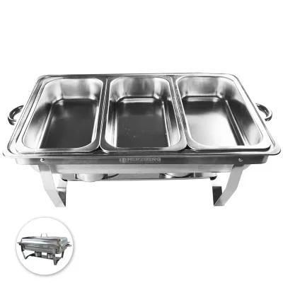 Herzberg HG-8022-3: Réchauffeur Professionnel - 3 Pièces 1/3rd Pan Alimentaire