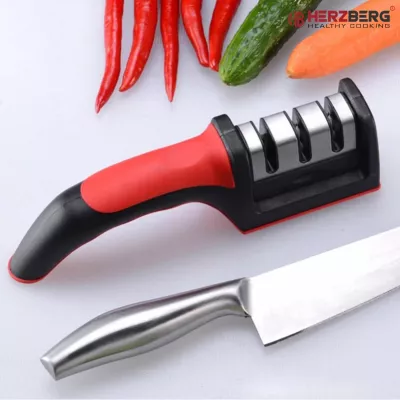 Aiguiseur de couteaux robuste Herzberg HG-8101 Rouge/Noir