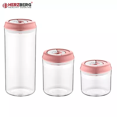 Herzberg  Ensemble de pots de stockage sous vide Rose