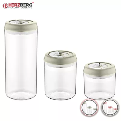 Herzberg  Ensemble de pots de stockage sous vide Rose