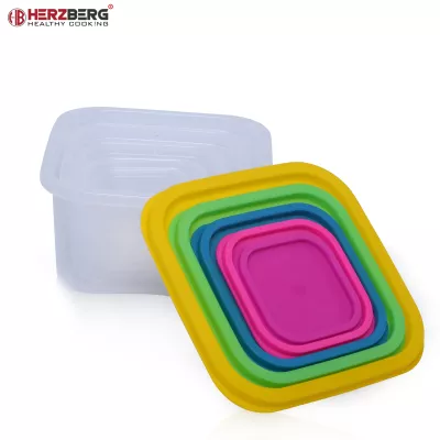 Herzberg Ensemble de contenants carrés pour aliments 5 en 1