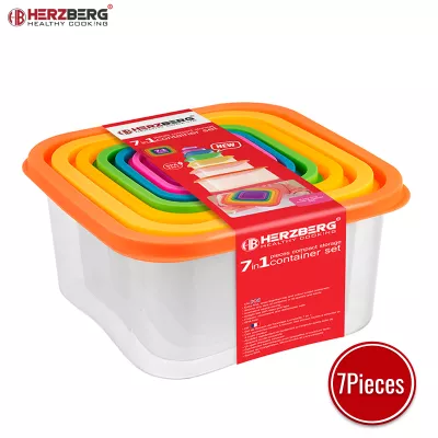 Herzberg Ensemble de contenants carrés pour aliments 7 en 1