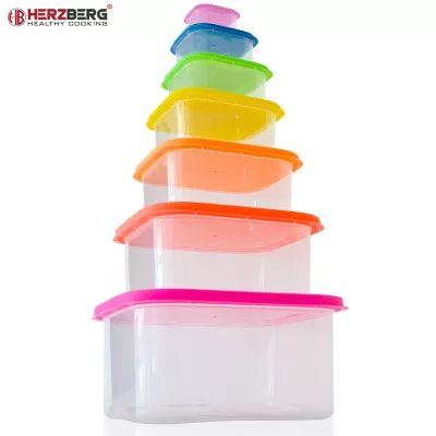 Herzberg Ensemble de contenants carrés pour aliments 7 en 1