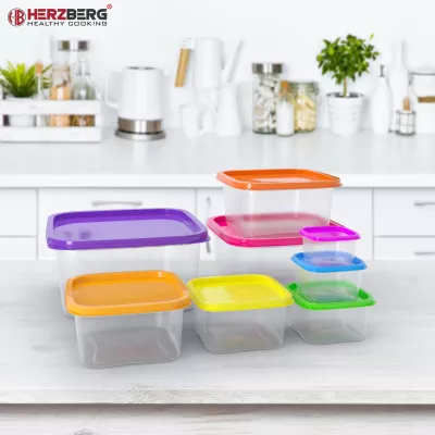 Herzberg Ensemble de contenants carrés 8 en 1 pour aliments