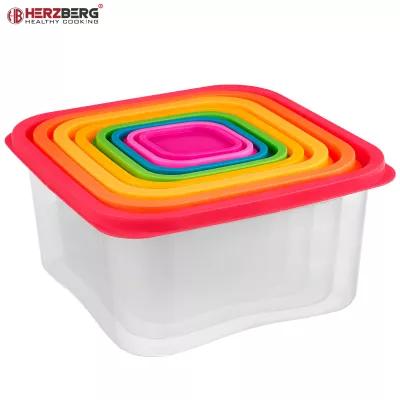 Herzberg Ensemble de contenants carrés 8 en 1 pour aliments