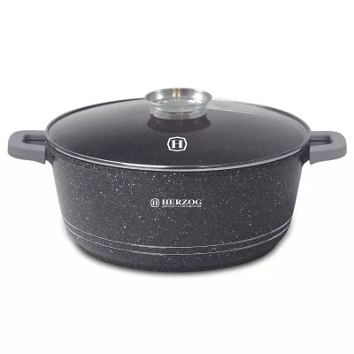 Herzog HR-5212: Cocotte en Marbre de 44cm Avec Bouton Aromatique - 25L