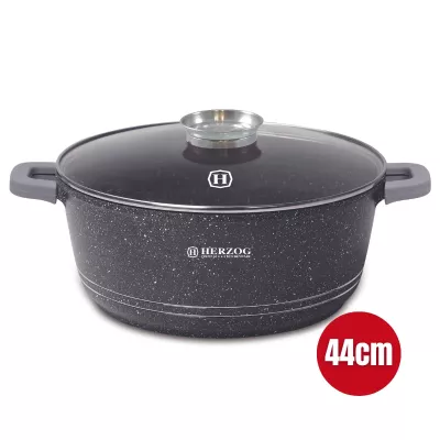 Herzog HR-5212: Cocotte en Marbre de 44cm Avec Bouton Aromatique - 25L