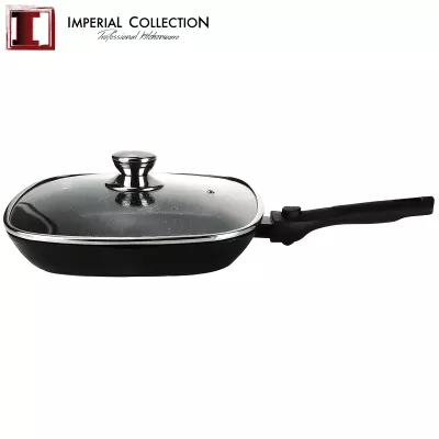 Imperial Collection Poêle à Griller de 28 cm avec Couvercle et Poignée Détachable