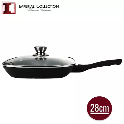 Imperial Collection Poêle à griller avec couvercle en marbre de 28 cm