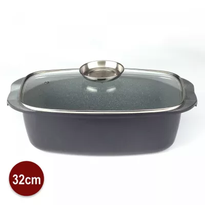 Royalty Line RL-ACR32M : Casserole À Rôtir De 32 Cm À Revêtement En Marbre