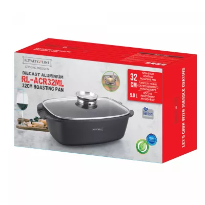 Royalty Line RL-ACR32M : Casserole À Rôtir De 32 Cm À Revêtement En Marbre