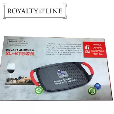 Royalty line RL-BTG47M​: Poêle à Griller à Deux Poignées Revêtue de Marbre.