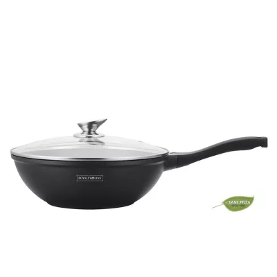 Royalty Line RL-BW30M: Plaque de Cuisson au Wok avec Revêtement en Marbre - 30 cm