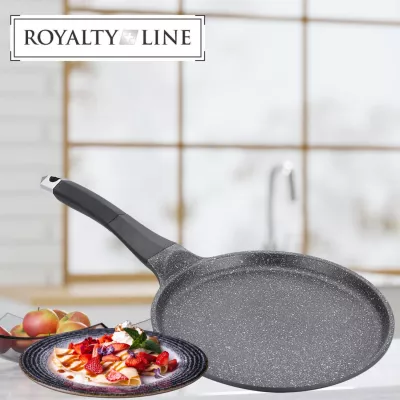 Royalty Line RL-CP26M: Revêtement en Marbre Pour Poêle À Crêpes de 26cm Noire