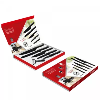 Royalty Line RL-MB5C: Set De Couteaux De Cuisine 5 Pièces Avec Éplucheur Et Revêtement En Mable