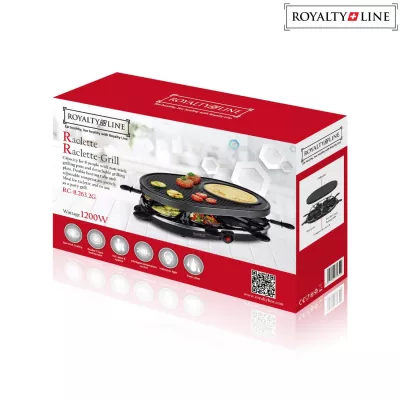 Royalty Line 2 in 1 Elektrogrill mit 8 Stück Raclette