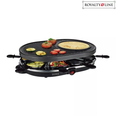 Royalty Line 2 in 1 Elektrogrill mit 8 Stück Raclette