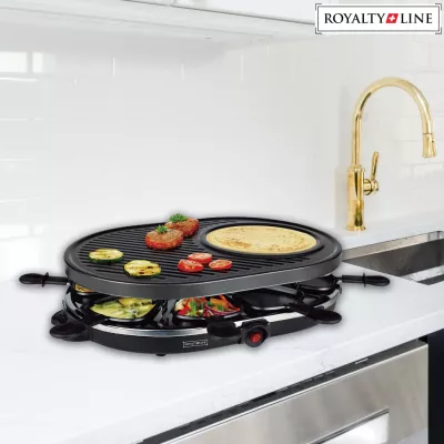 Royalty Line 2 in 1 Elektrogrill mit 8 Stück Raclette