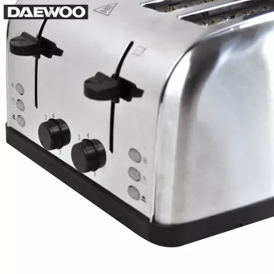 Daewoo SYM-1304: Grille-pain Large en Acier Inoxydable - 4 Tiroirs, 4 Tranches​