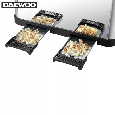 Daewoo SYM-1304: Grille-pain Large en Acier Inoxydable - 4 Tiroirs, 4 Tranches​