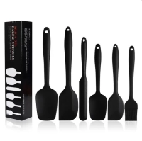 6 Spatules en Silicone résistante à la chaleur pour cuisson et mélange (Noir)