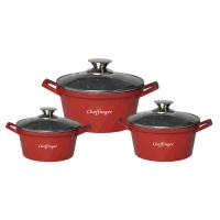 Cheffinger CF-DIAC03: Set De 6 Casseroles En Forme De Diamant - 20cm, 24cm, 28CM Rouge