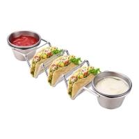 Herzberg HG-04043: Support à Tacos en Acier Inoxydable Avec 2 Tasses