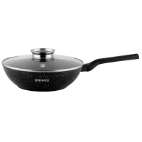 Herzog HR-2617: Wok à Revêtement en Marbre de 28cm Avec Couvercle en Verre à Bouton Aromatique