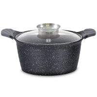 Herzog HR-5224: Cocotte à Revêtement en Marbre de 32cm Avec Bouton Aromatique - 10.2L